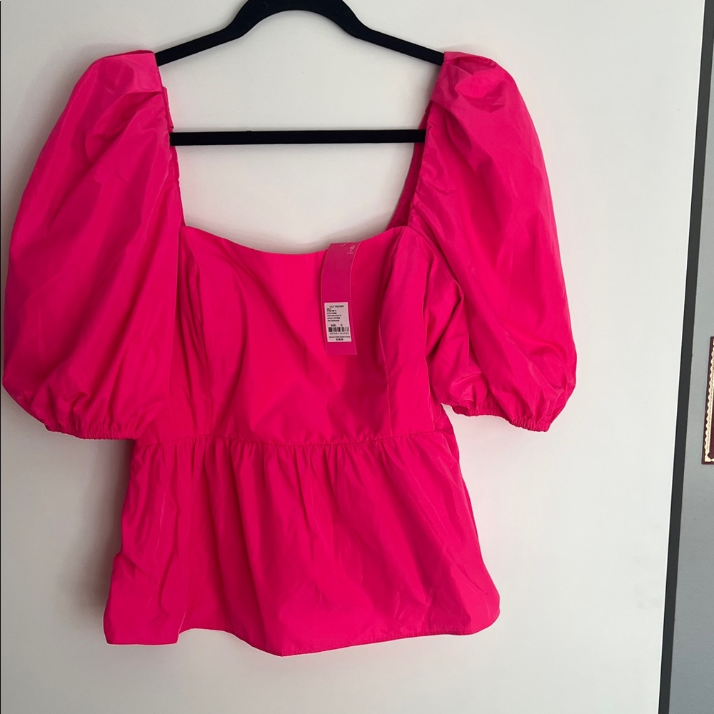 Lilly Pulitzer Bright Pink Puff Sleeve Blouse